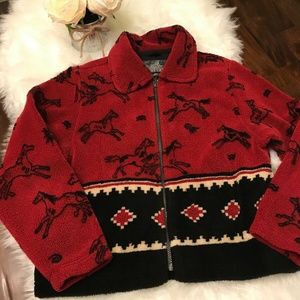 Tsunami Fleece Jacket Wild Horses Size S/P Western